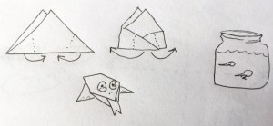 origami frog sketch